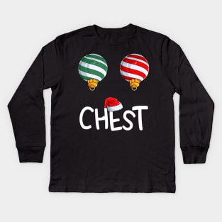 Chest Nuts Matching Funny Christmas Couples Chestnuts Chest Kids Long Sleeve T-Shirt